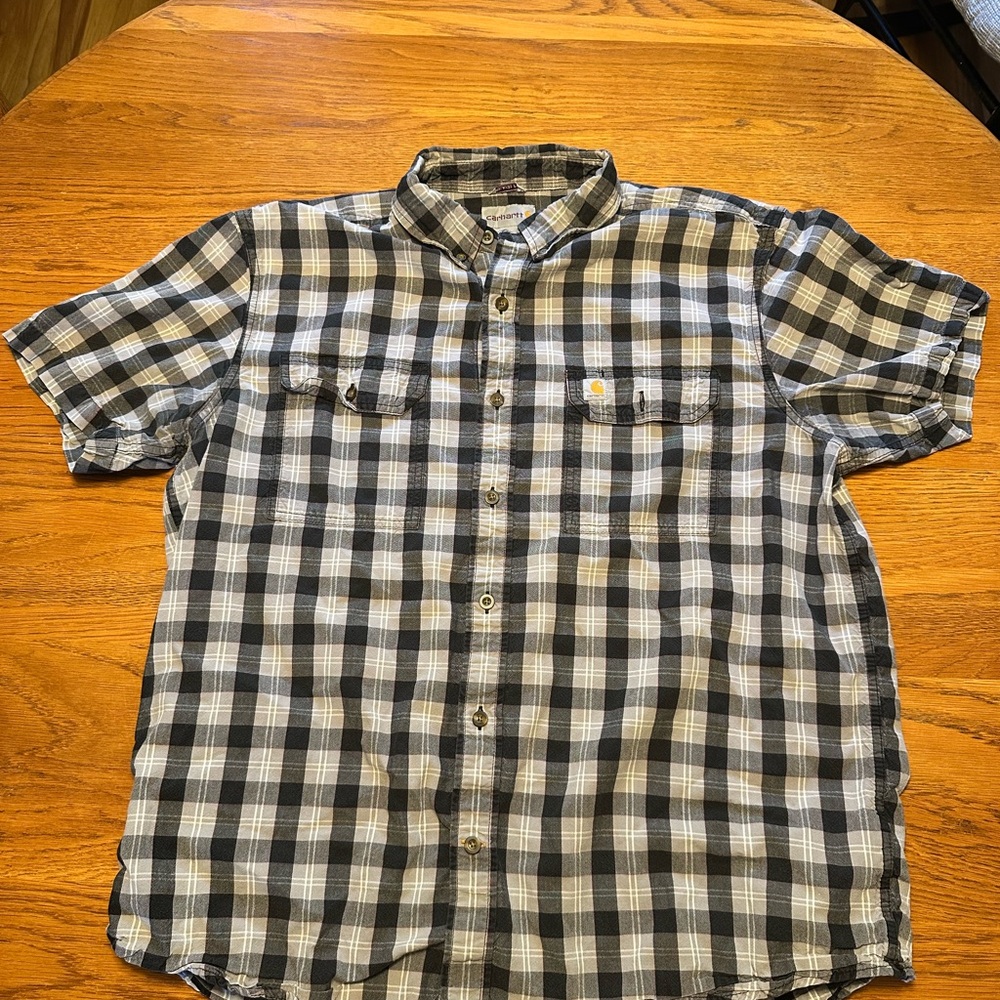 Carhartt Men’s Shirt Adult Extra Large Plaid Short Sleeve Button Up One Pocket